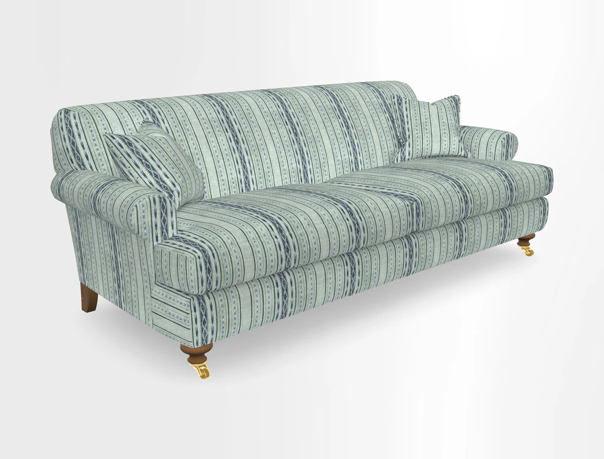 Hampton 3 Seater Sofa in V&A Threads of India Opulent Velvets Regal Poppy Chalk