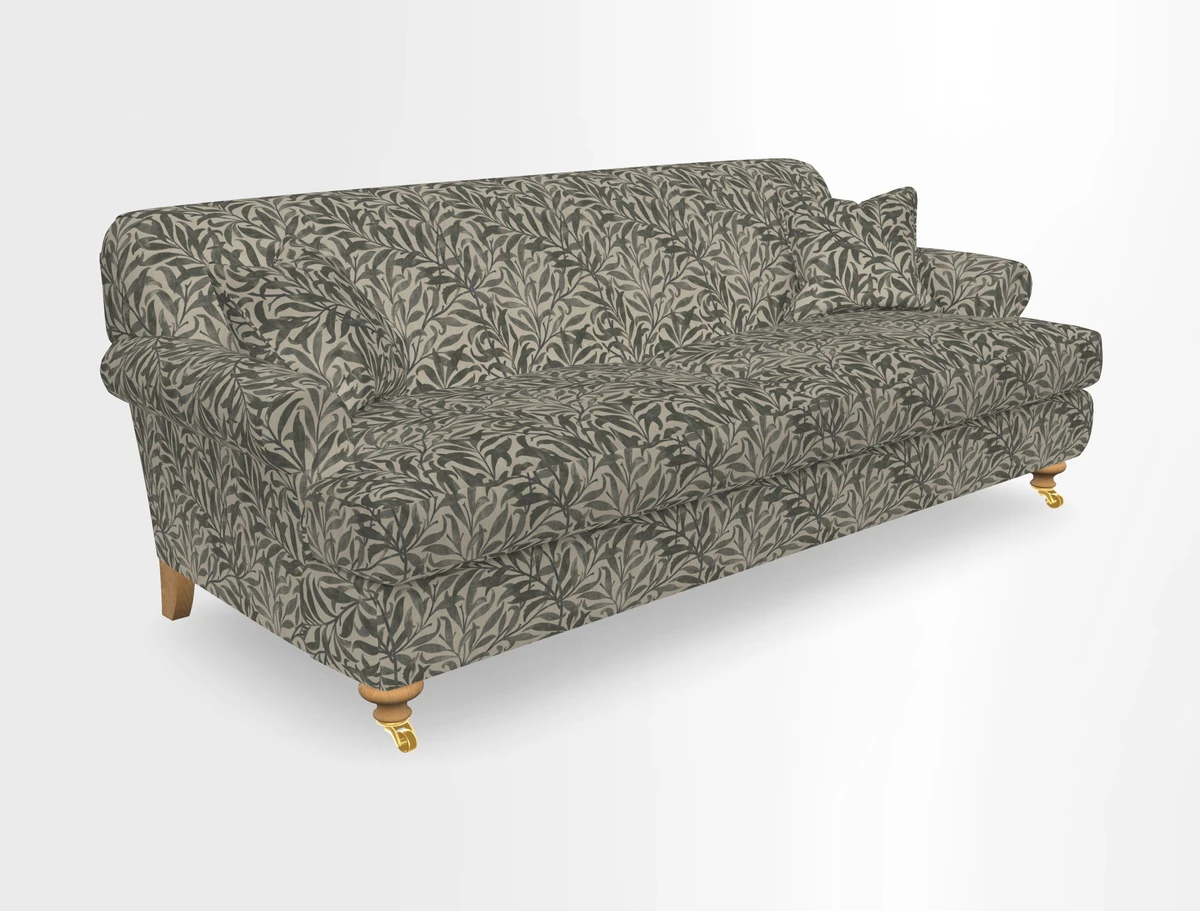 Hampton 3 Seater Sofa in V&A Threads of India Opulent Velvets Regal Poppy Chalk