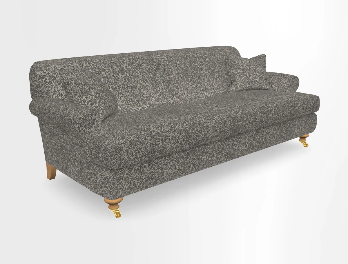 Hampton 3 Seater Sofa in V&A Threads of India Opulent Velvets Regal Poppy Chalk