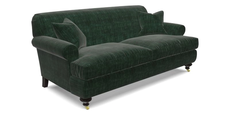 Hampton 3 Seater Sofa in V&A Threads of India Opulent Velvets Regal Poppy Chalk