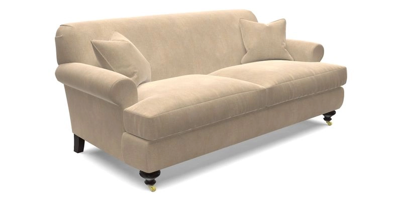 Hampton 3 Seater Sofa in V&A Threads of India Opulent Velvets Regal Poppy Chalk