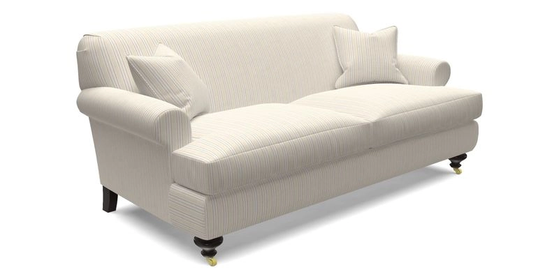 Hampton 3 Seater Sofa in V&A Threads of India Opulent Velvets Regal Poppy Chalk