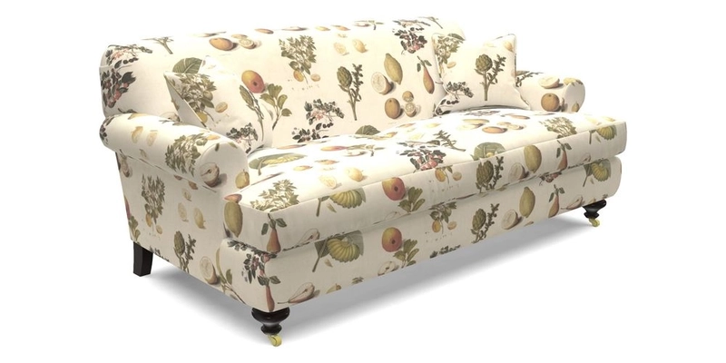 Hampton 3 Seater Sofa in V&A Threads of India Opulent Velvets Regal Poppy Chalk