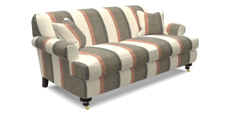 Hampton 3 Seater Sofa in V&A Threads of India Opulent Velvets Regal Poppy Chalk