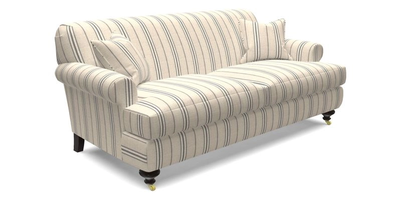 Hampton 3 Seater Sofa in V&A Threads of India Opulent Velvets Regal Poppy Chalk