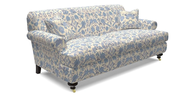 Hampton 3 Seater Sofa in V&A Threads of India Opulent Velvets Regal Poppy Chalk