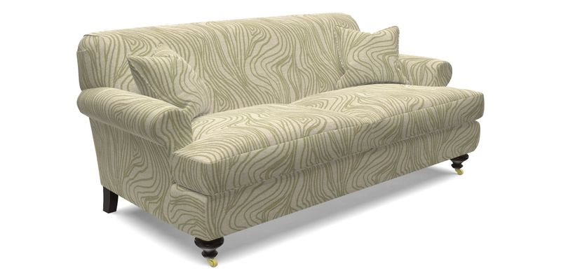 Hampton 3 Seater Sofa in V&A Threads of India Opulent Velvets Regal Poppy Chalk