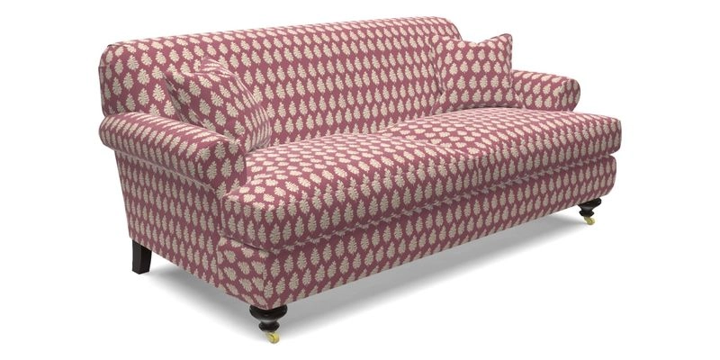 Hampton 3 Seater Sofa in V&A Threads of India Opulent Velvets Regal Poppy Chalk