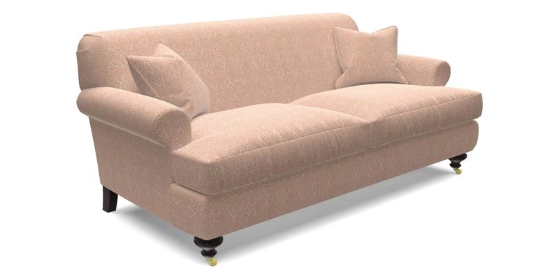 Hampton 3 Seater Sofa in V&A Threads of India Opulent Velvets Regal Poppy Chalk