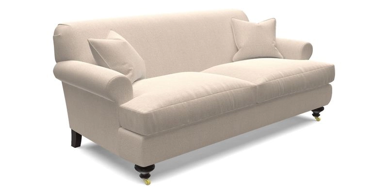 Hampton 3 Seater Sofa in V&A Threads of India Opulent Velvets Regal Poppy Chalk