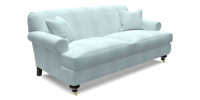 Hampton 3 Seater Sofa in V&A Threads of India Opulent Velvets Regal Poppy Chalk