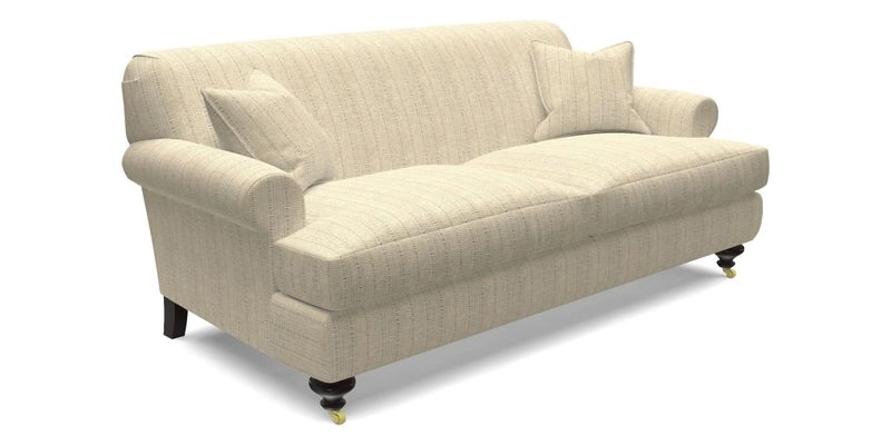 Hampton 3 Seater Sofa in V&A Threads of India Opulent Velvets Regal Poppy Chalk