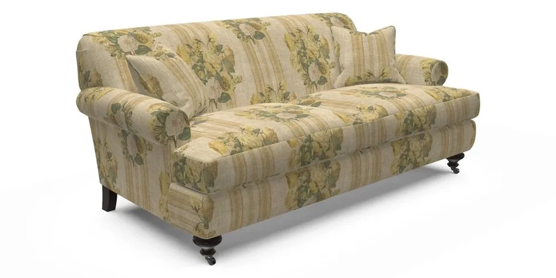 Hampton 3 Seater Sofa in V&A Threads of India Opulent Velvets Regal Poppy Chalk