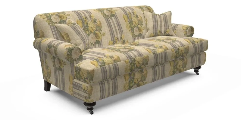 Hampton 3 Seater Sofa in V&A Threads of India Opulent Velvets Regal Poppy Chalk