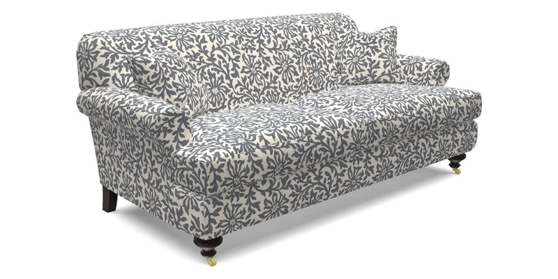 Hampton 3 Seater Sofa in V&A Threads of India Opulent Velvets Regal Poppy Chalk