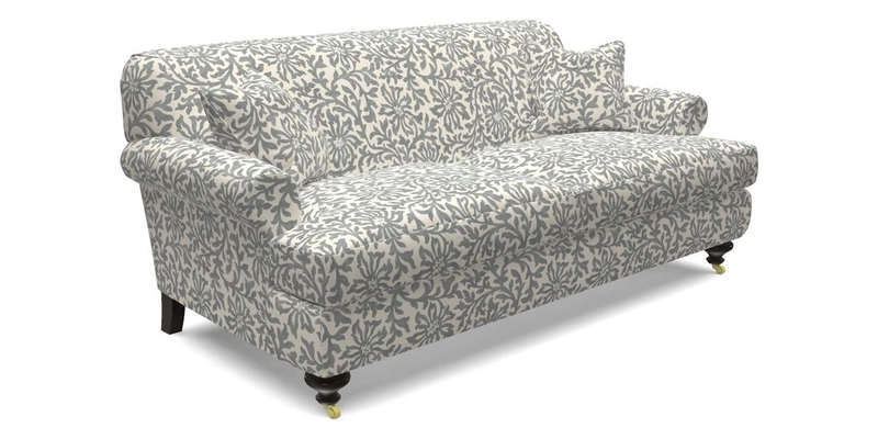 Hampton 3 Seater Sofa in V&A Threads of India Opulent Velvets Regal Poppy Chalk