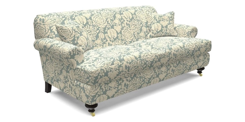 Hampton 3 Seater Sofa in V&A Threads of India Opulent Velvets Regal Poppy Chalk