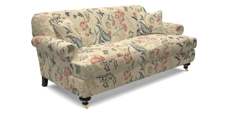 Hampton 3 Seater Sofa in V&A Threads of India Opulent Velvets Regal Poppy Chalk