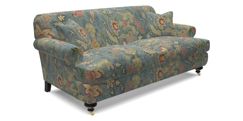 Hampton 3 Seater Sofa in V&A Threads of India Opulent Velvets Regal Poppy Chalk