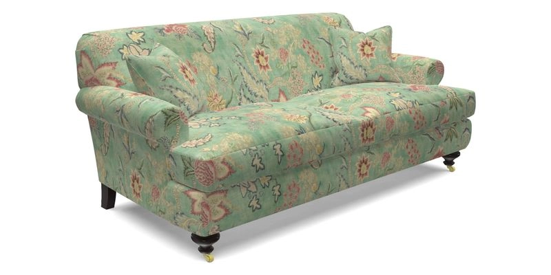 Hampton 3 Seater Sofa in V&A Threads of India Opulent Velvets Regal Poppy Chalk