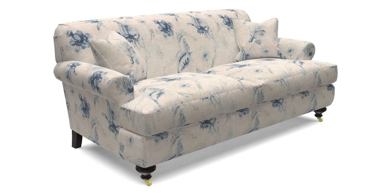 Hampton 3 Seater Sofa in V&A Threads of India Opulent Velvets Regal Poppy Chalk