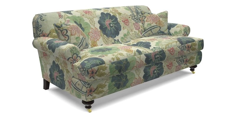 Hampton 3 Seater Sofa in V&A Threads of India Opulent Velvets Regal Poppy Chalk