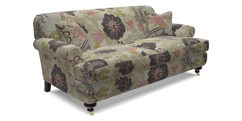 Hampton 3 Seater Sofa in V&A Threads of India Opulent Velvets Regal Poppy Chalk