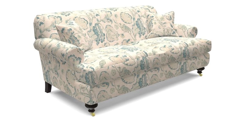 Hampton 3 Seater Sofa in V&A Threads of India Opulent Velvets Regal Poppy Chalk