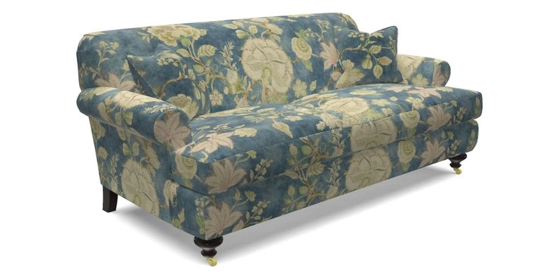 Hampton 3 Seater Sofa in V&A Threads of India Opulent Velvets Regal Poppy Chalk