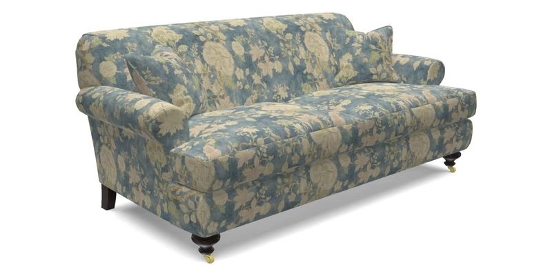 Hampton 3 Seater Sofa in V&A Threads of India Opulent Velvets Regal Poppy Chalk