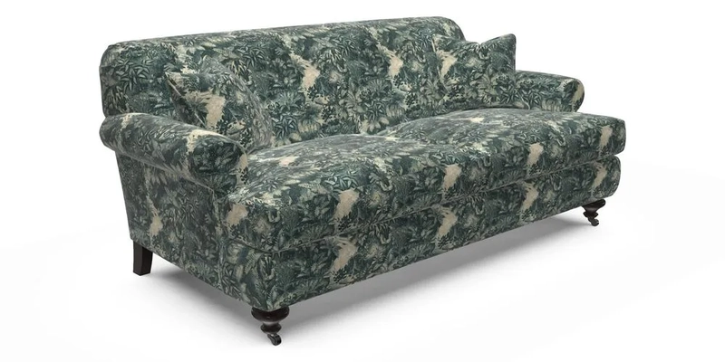 Hampton 3 Seater Sofa in V&A Threads of India Opulent Velvets Regal Poppy Chalk