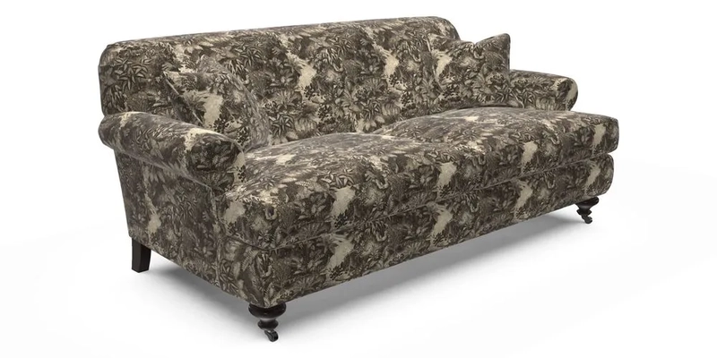 Hampton 3 Seater Sofa in V&A Threads of India Opulent Velvets Regal Poppy Chalk