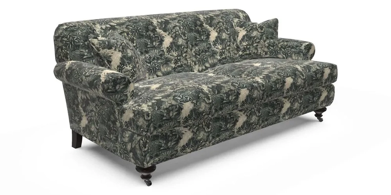 Hampton 3 Seater Sofa in V&A Threads of India Opulent Velvets Regal Poppy Chalk