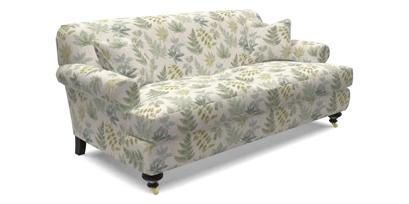 Hampton 3 Seater Sofa in V&A Threads of India Opulent Velvets Regal Poppy Chalk