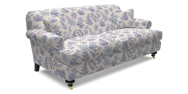 Hampton 3 Seater Sofa in V&A Threads of India Opulent Velvets Regal Poppy Chalk