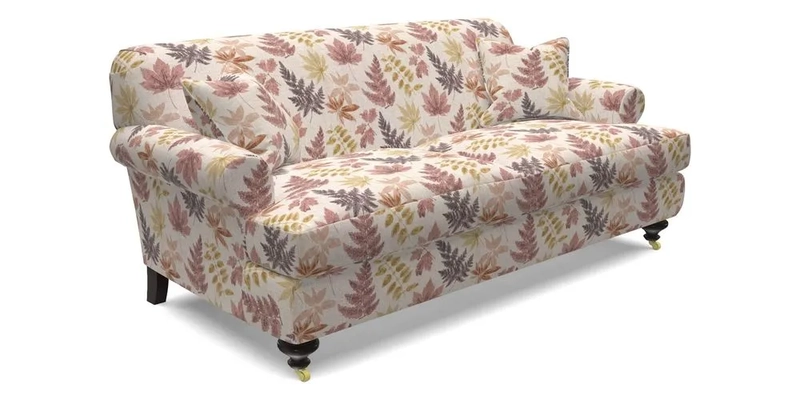 Hampton 3 Seater Sofa in V&A Threads of India Opulent Velvets Regal Poppy Chalk