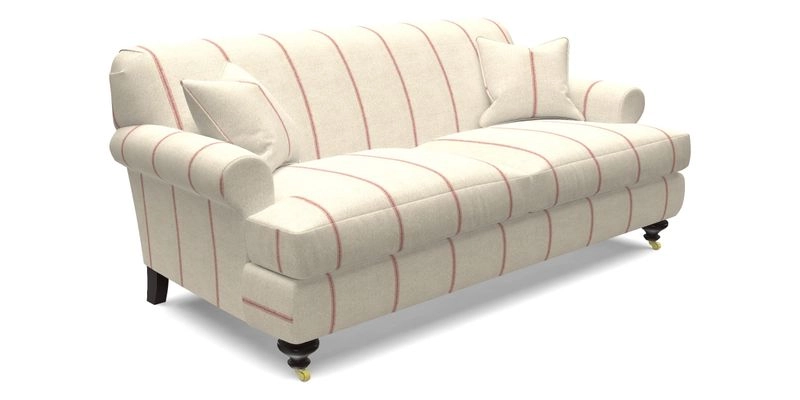 Hampton 3 Seater Sofa in V&A Threads of India Opulent Velvets Regal Poppy Chalk