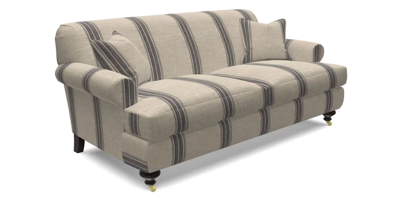 Hampton 3 Seater Sofa in V&A Threads of India Opulent Velvets Regal Poppy Chalk