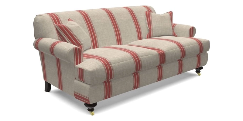 Hampton 3 Seater Sofa in V&A Threads of India Opulent Velvets Regal Poppy Chalk