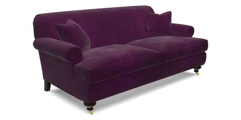 Hampton 3 Seater Sofa in V&A Threads of India Opulent Velvets Regal Poppy Chalk