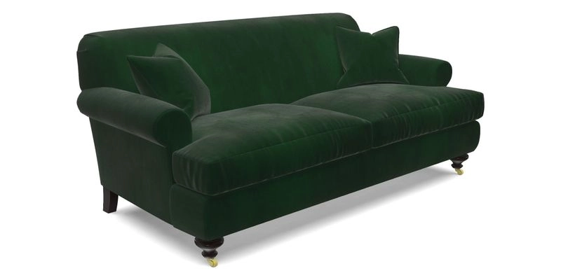 Hampton 3 Seater Sofa in V&A Threads of India Opulent Velvets Regal Poppy Chalk