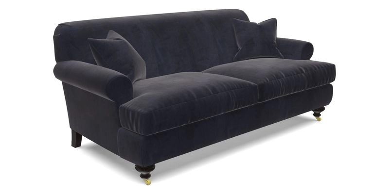 Hampton 3 Seater Sofa in V&A Threads of India Opulent Velvets Regal Poppy Chalk