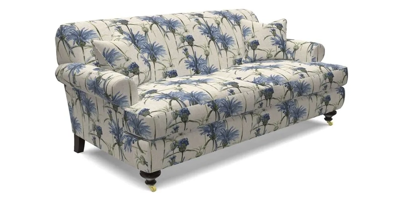 Hampton 3 Seater Sofa in V&A Threads of India Opulent Velvets Regal Poppy Chalk