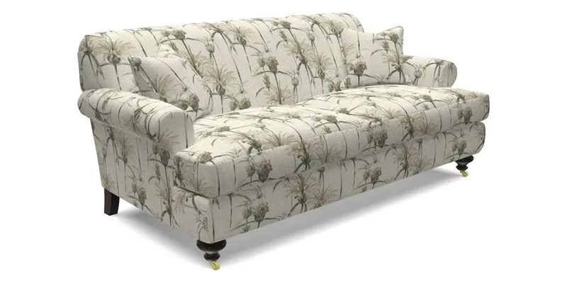 Hampton 3 Seater Sofa in V&A Threads of India Opulent Velvets Regal Poppy Chalk