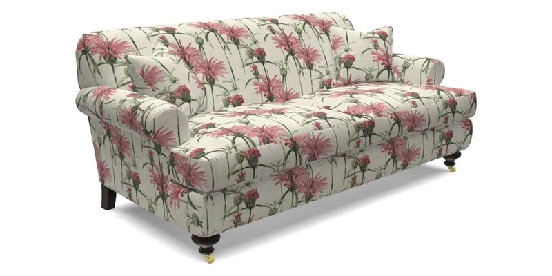 Hampton 3 Seater Sofa in V&A Threads of India Opulent Velvets Regal Poppy Chalk