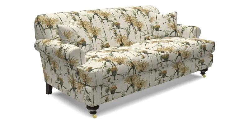 Hampton 3 Seater Sofa in V&A Threads of India Opulent Velvets Regal Poppy Chalk