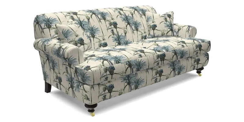 Hampton 3 Seater Sofa in V&A Threads of India Opulent Velvets Regal Poppy Chalk