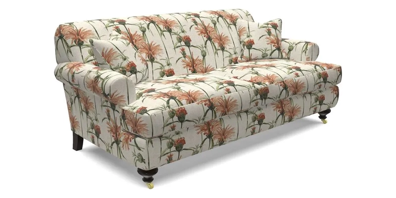 Hampton 3 Seater Sofa in V&A Threads of India Opulent Velvets Regal Poppy Chalk