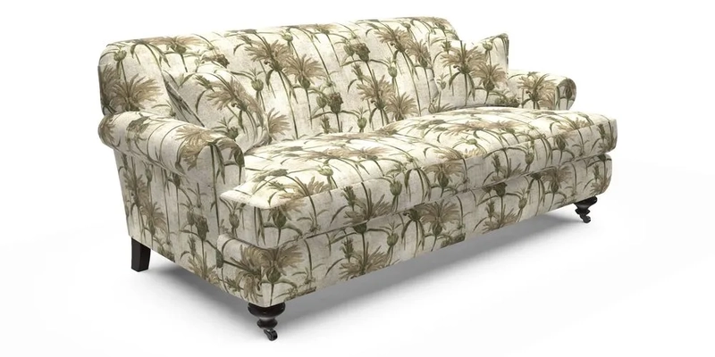 Hampton 3 Seater Sofa in V&A Threads of India Opulent Velvets Regal Poppy Chalk