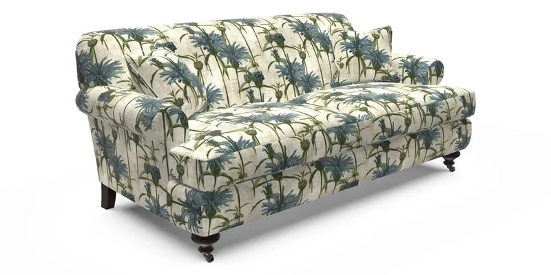 Hampton 3 Seater Sofa in V&A Threads of India Opulent Velvets Regal Poppy Chalk